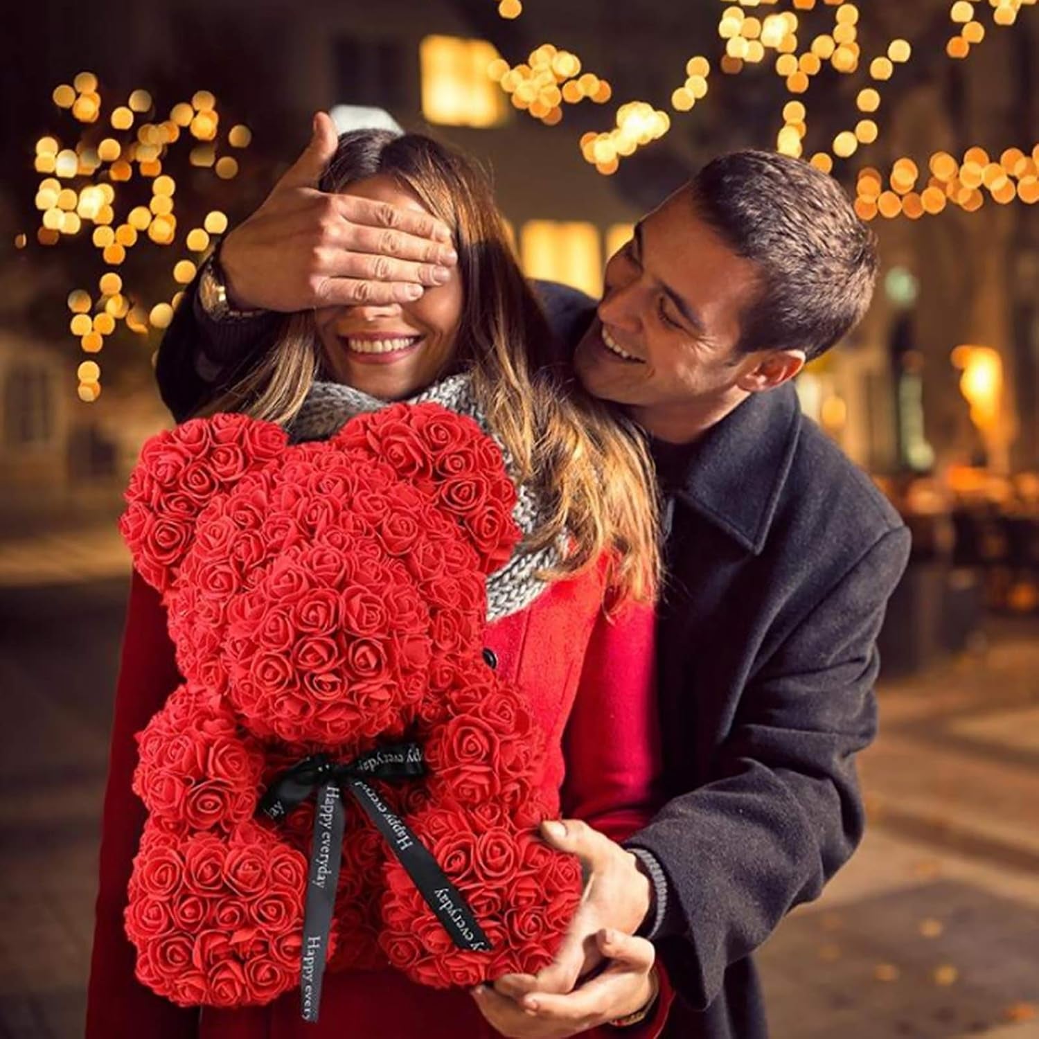 Rose Bear Rose Teddy Bear Best Gift for Valentines Day, Anniversary, Birthdays & Bridal Showers 10 Inch (Red)